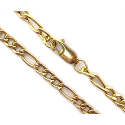 9ct gold figaro link chain necklace, with T bar stamped 375, approx 9.45gm  
