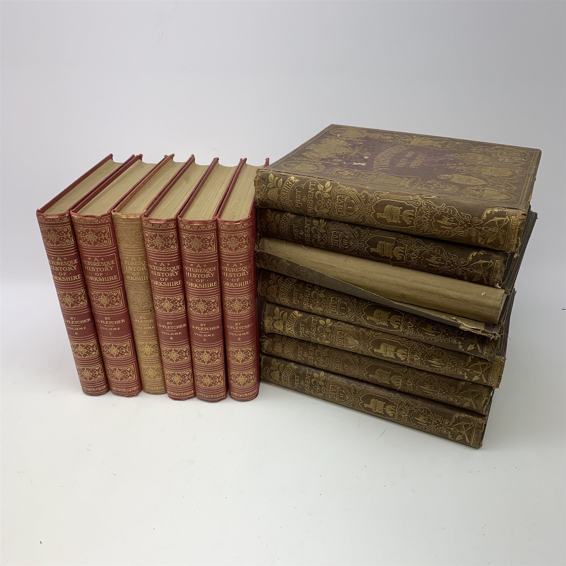 Baines Thomas: Yorkshire, Past and Present. Seven volumes including duplicates; and Fletcher J.S.: Picturesque History of Yorkshire. Six volumes (13)