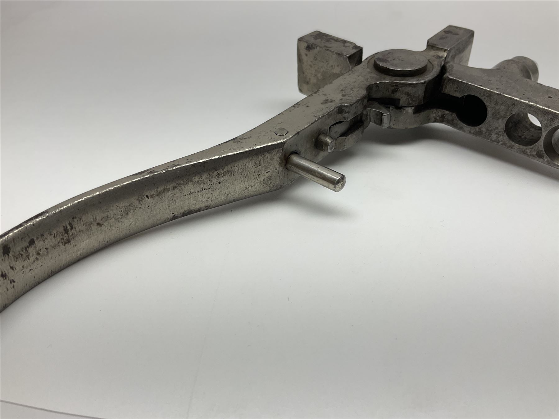 Smith & Wesson Russian .44 calibre Ideal nickel plated iron loading tool incorporating bullet mould L23cm