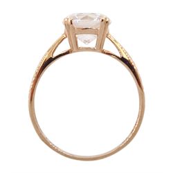 9ct rose gold single stone cubic zirconia ring, stamped 375