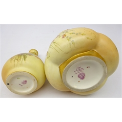  Royal Worcester blush ivory jug no. 1507, H21.5 and vase no. 1092 (2)  