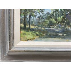 Christine M Pybus (British 1954-): 'Near Juillé - Dordogne', oil on board signed, titled an dated June 2001 verso 19cm x 24cm