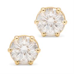Pair of 18ct gold diamond earrings, each screw back stud set with a single round brilliant...
