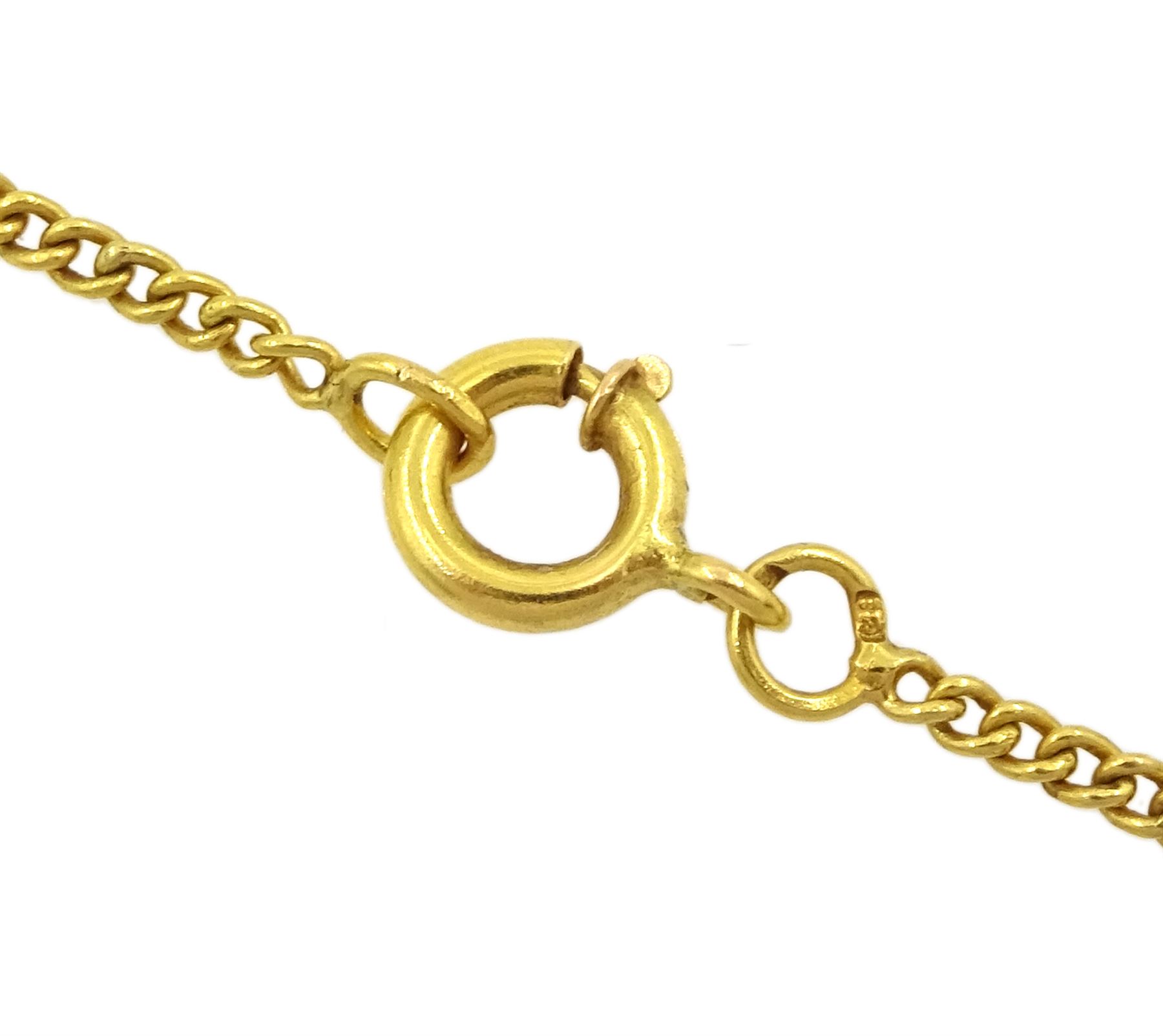 Early 20th century 9ct gold opal and rose cut diamond cross pendant, on later 21ct gold chain necklace