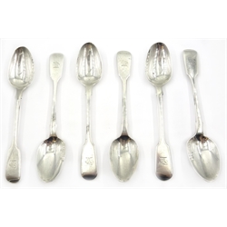  Set of six Victorian silver teaspoons London 1855 approx 5oz  