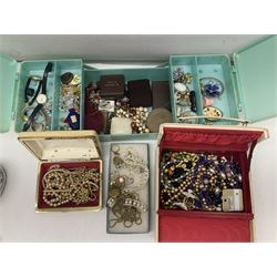 Edwardian silver facsimile coronation spoon, hallmarked Gourdel Vales & Co, Birmingham 1901, EPNS serving spoons, coins and a collection of vintage and later costume jewellery