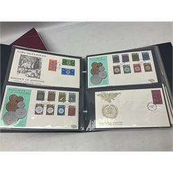 World stamps including Australia, Antigua, Canada, New Zealand, St Vincent, Republic of Maldives, Norfolk Island, Malta etc, Great British and other first day covers, Queen Elizabeth II 60th Birthday commemorative stamps etc, housed in five albums/folders and loose, in one box
