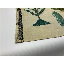 Victorian needlework  picture and verse sampler, 'In memory of Joshua Thomas who died Sep 22nd 1871 age 45', worked by Rebecca Emmott 1872 age 21, H66cm, W61cm 