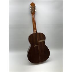Alhambra Muro De Alcoy Spanish acoustic guitar No.47045807 with mahogany back and sides and spruce top L101cm, in carrying case with Seiko metronome and Chromatic Tuner