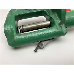 RCBS single station loading press with shell holder and powder funnel; and boxed Lee Powder Measure Kit