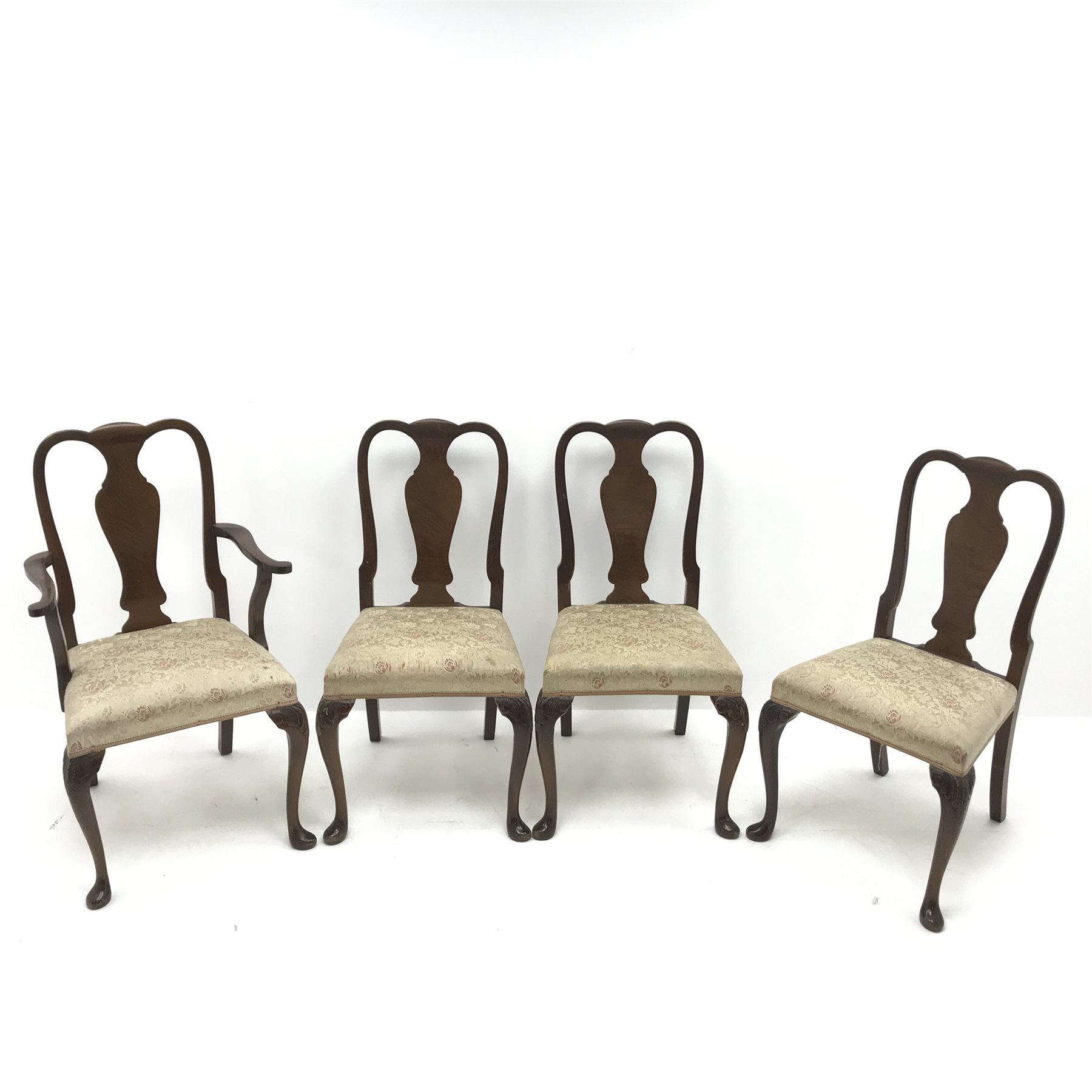 Regency style walnut extending dining table, acanthus carved cabriole