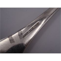 Two Danish silver-gilt year spoons by Georg Jensen, the first example decorated with enamel blue cornflower motif, dated 1972, in original pouch, the second example decorated with enamel pink briar rose motif, dated 1976, in original box, each impressed on underside RA AB, Sterling Denmark, and marked for Georg Jensen, together with two further examples by A.Michelson, the first with orange enamel fan design, dated 1965, impressed on underside A.Michelsen Sterling Danmark, TH, the second with enamel family scene, dated 1973, impressed on underside 925 S A.Michelsen Sterling Danmark, B Spang Olsen, approximate gross weight 6.11ozt (190.4 grams)