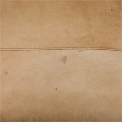 Barker & Stonehouse - 'Houston' brown leather corner sofa with left facing chaise sofa, fixed cushions on dark stained wooden legs