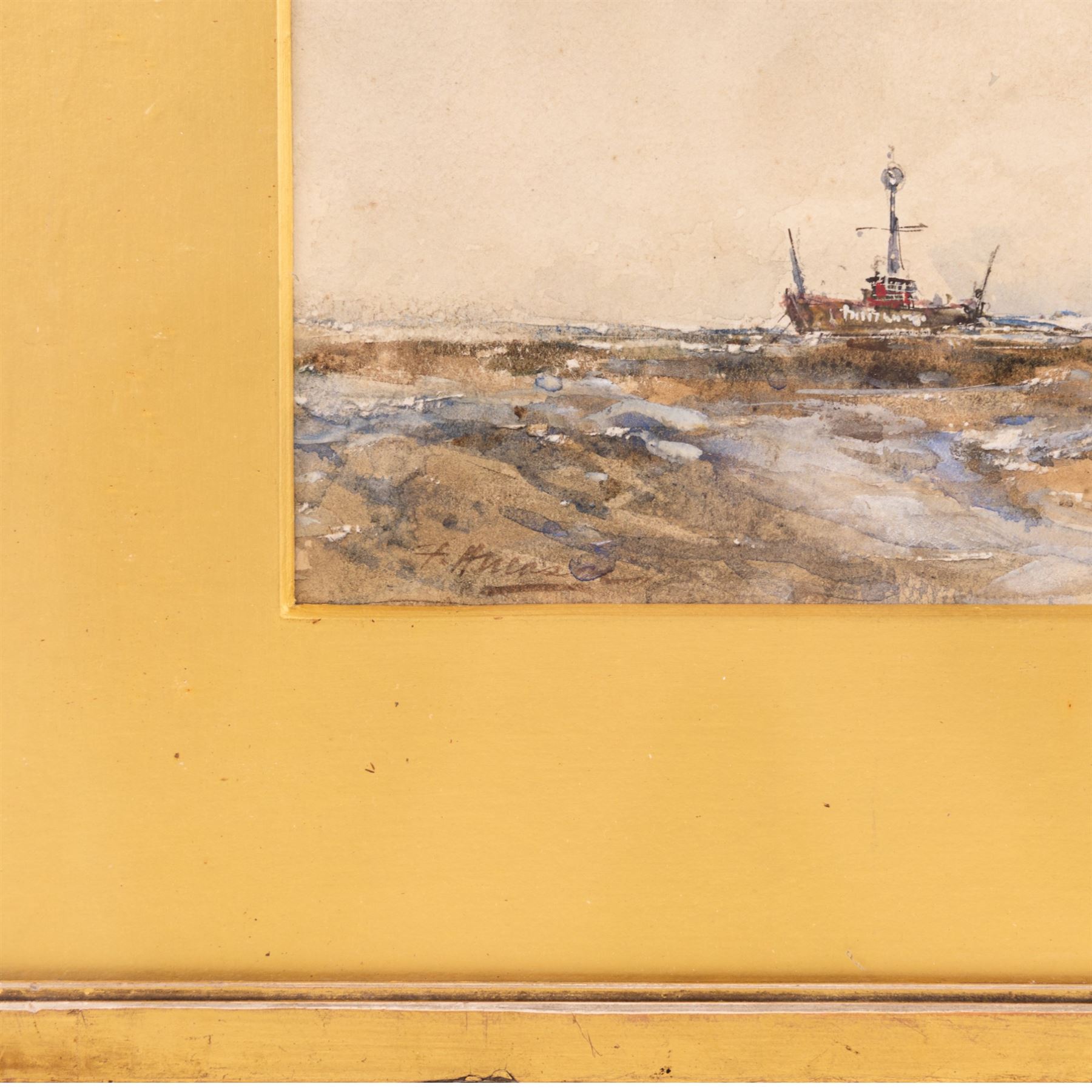 Frank Henry Mason (Staithes Group 1875-1965): Panoramic View of Shipping off the South Coast, watercolour signed 13cm x 47cm