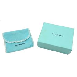 Pair of silver Tiffany & Co 'Nature Leaf' stud earrings, London 2003, in original pouch and box