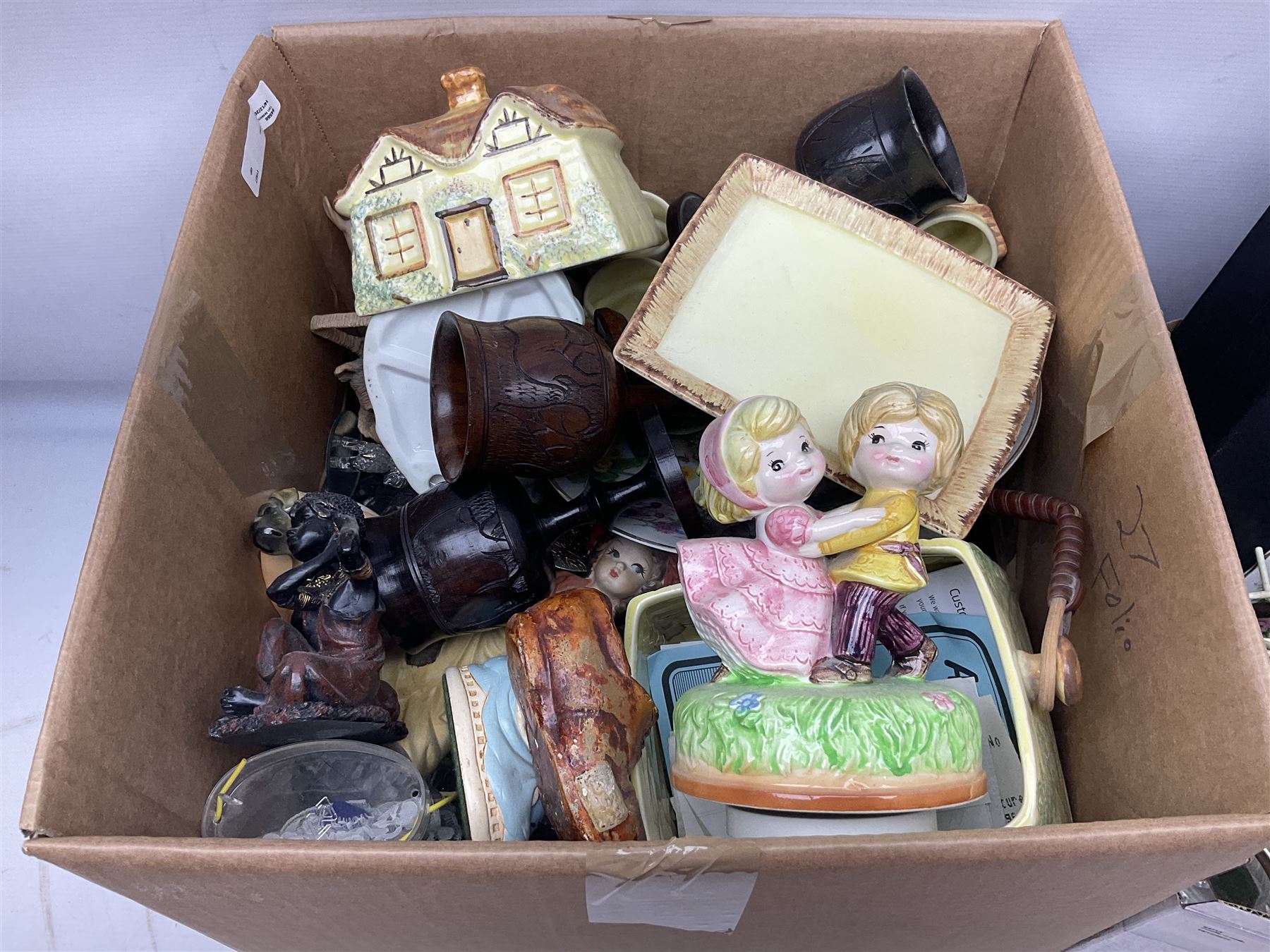 Dolls of the world, together with glass decanters, tea wares and other collectables, in two boxes 