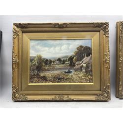 Robert John Hammond (British fl.1879-1911): Farmyard Scenes, pair oils on canvas signed 24cm x 34cm (2)