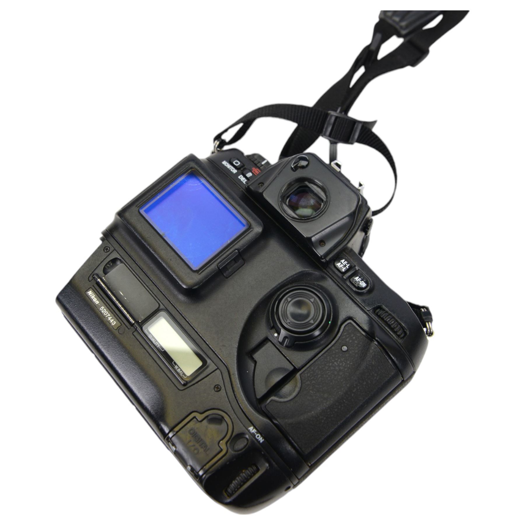 Nikon D1H digital SLR camera body serial no. 5207443, together with a Nikon D5100 digital camera body serial no. 6102034, with some associated battery packs and accessories