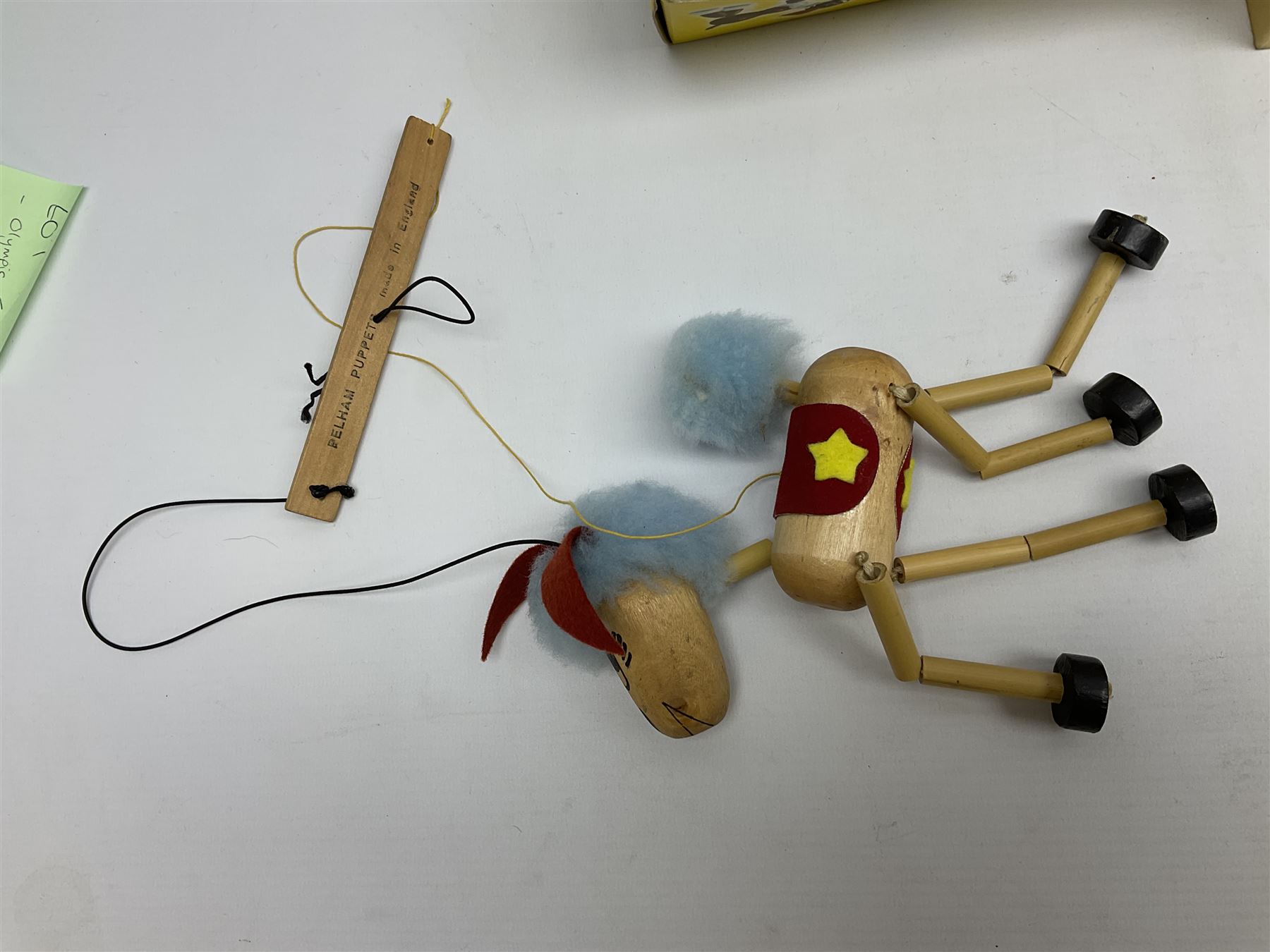 Vintage toys comprising 'Docking RMS Queen Mary' game, two boxed Pelham puppets, quantity of painted metal British soldiers to include Guardsmen, painted farm animal figures