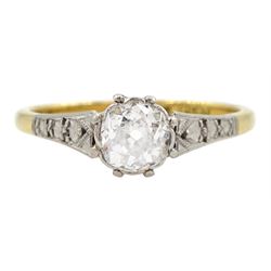 Early 20th century single stone old cut diamond ring, stamped 18ct Plat, diamond approx 0.60 carat

