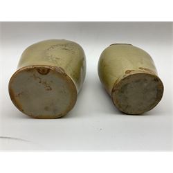  19th century salt glazed stoneware gin bottle impressed John Shaw, Red Lion Vaults, Whitefriargate, Hull of bulbous oval form H27cm and another with impressed label for J. Christie Mytongate Hull (2)  