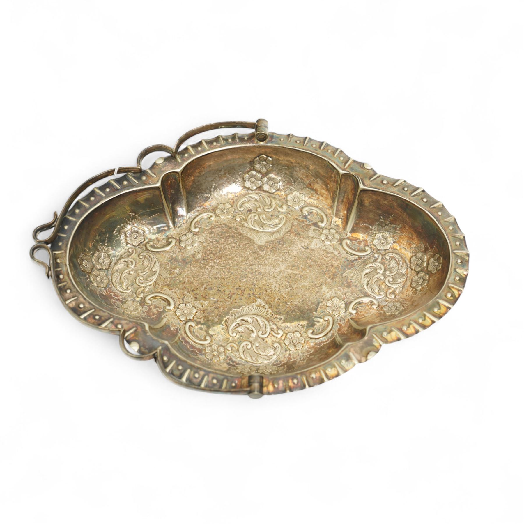 James Dixon & Sons silver plated dish/basket, together with an opium weight in the form of a chicken, Georg Jensen steel salt cellar, and other small items including Baccarat item