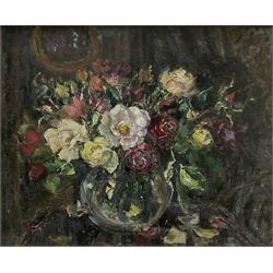 Emily Beatrice Bland (British 1864-1951): Still Life of Roses, oil on board signed 33cm x 40cm 