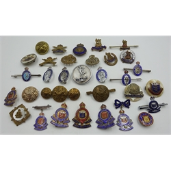  Collection of Corps sweetheart brooches etc including Army Vetinary Corps, General Service Corps, Royal Corps of Signals, Army Catering Corps, Army Ordnance Corps, enamelled examples, mother of pearl etc, provenance - a Private Yorkshire collector (32)  