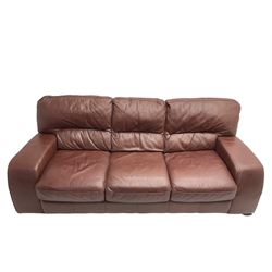 Violino Italian - three seat sofa upholstered in brown leather
