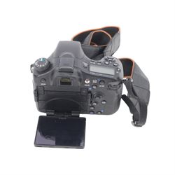 Sony Alpha A77 digital SLT camera body serial no. 0715628, with a Sony DT 2.8/16-50 SSM lens, serial no. 1810590, boxed with soft shell carry case, charger and instructions