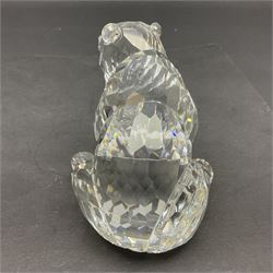 Swarovski Crystal grizzly bear family group, comprising adult and cub, tallest H8cm