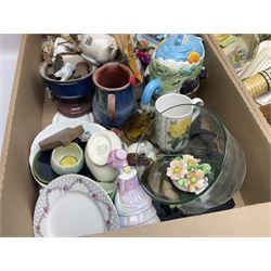 Teacups and saucers, including examples by Royal Worcester, Paragon and Shelley, together with a collection of other ceramics and collectables, in three boxes