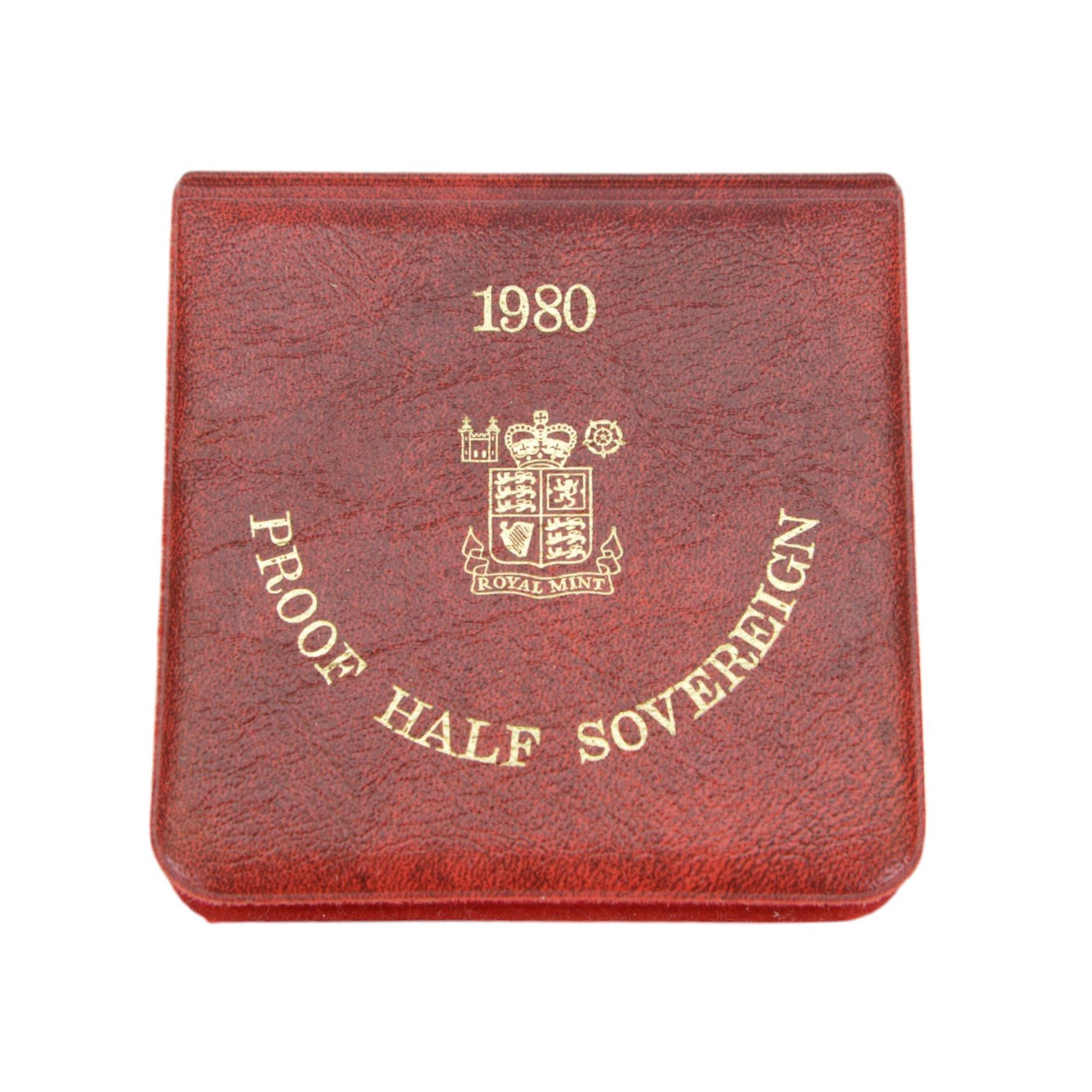 Queen Elizabeth II 1980 gold proof half sovereign coin, cased with certificate