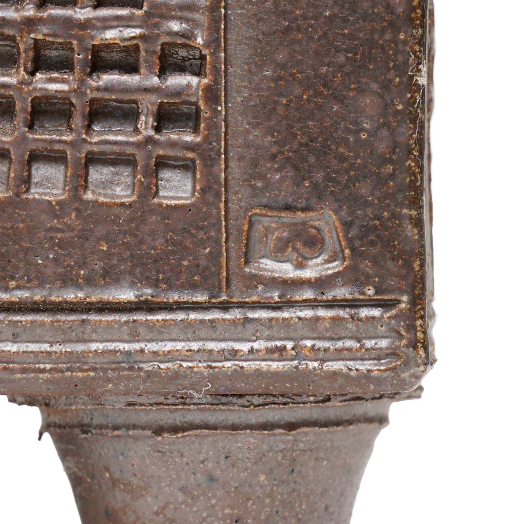 David Lloyd Jones (1928-1994): Salt-glazed Planter, of cubist design, impressed marks to one side, H35cm 