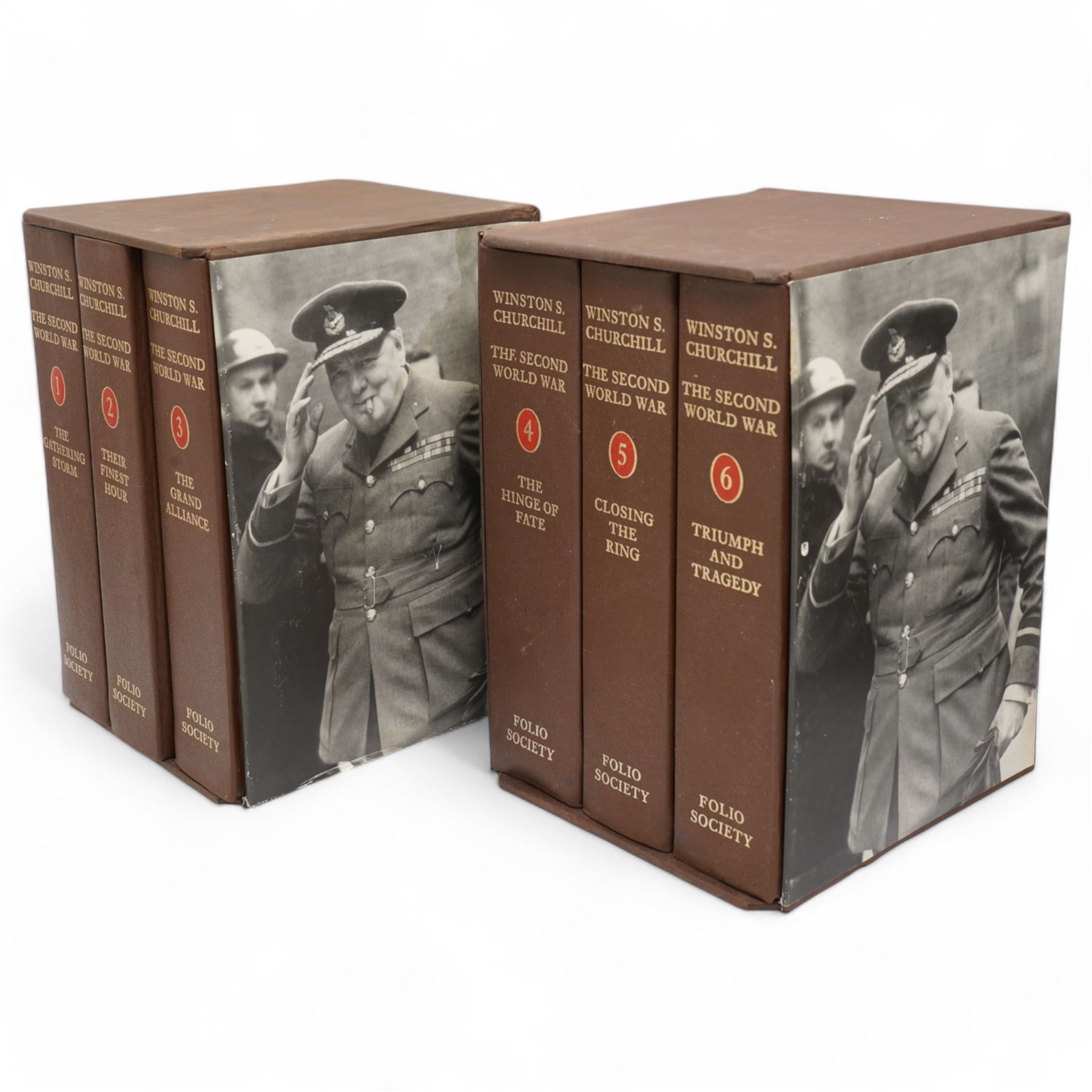 Folio Society: Winston S Churchill 'The Second World War' six volumes in two slip cases and Thomas Babington Macaulay 'The History of England' five volumes in slip case