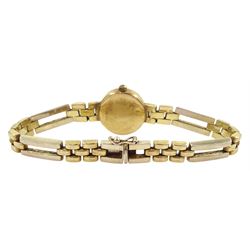 Rotary ladies 9ct gold quartz wristwatch, mother of pearl dial, on integral 9ct gold bracelet, stamped 375