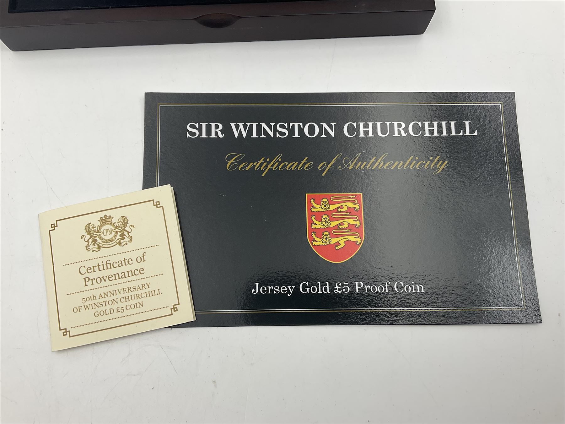 Queen Elizabeth II Bailiwick of Jersey 2015 'Sir Winston Churchill' gold proof five pound coin, cased with certificate