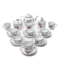 18th century Berlin part tea and coffee service circa 1780 painted with sprays of Spring f...