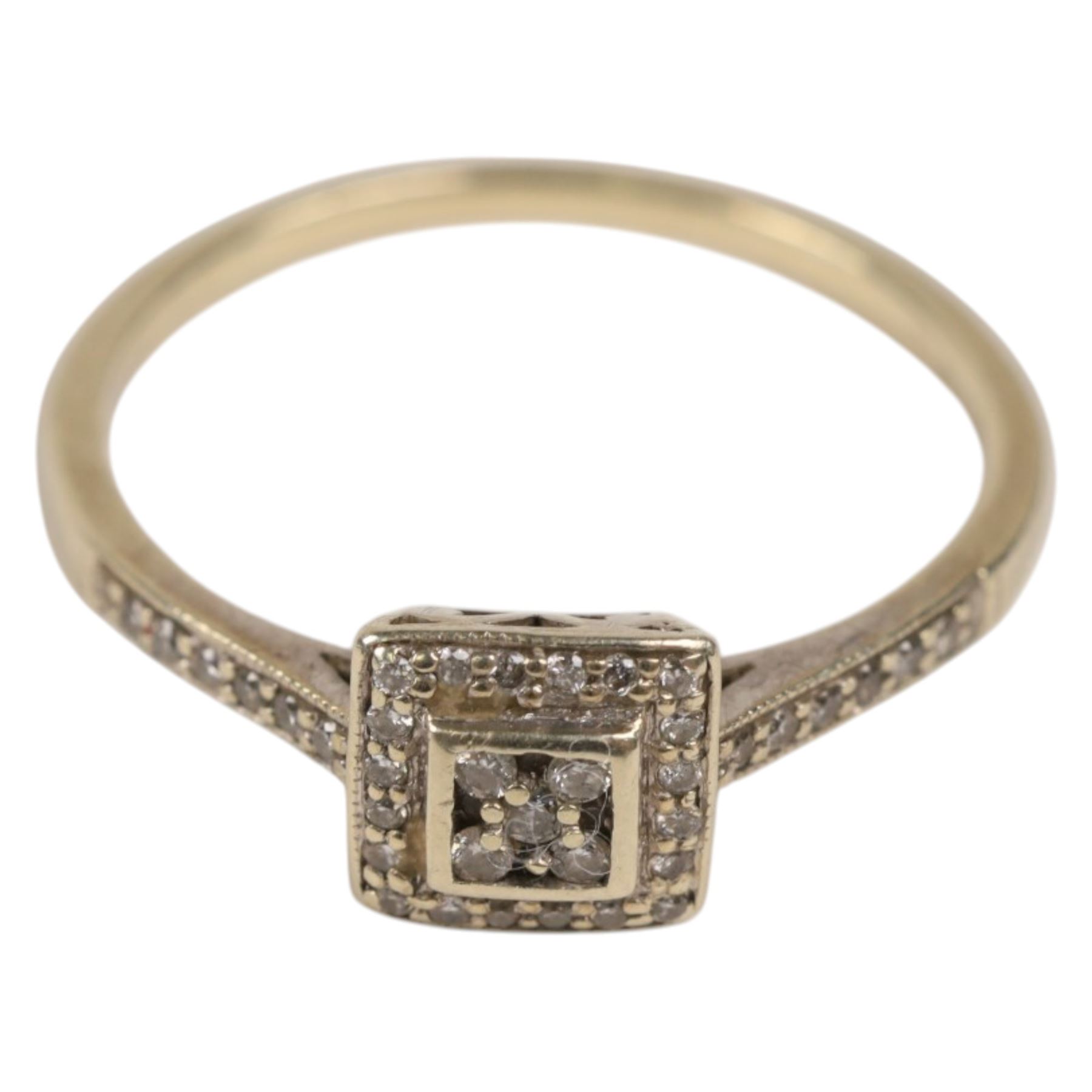 9ct gold jewellery, including stone set ring, locket and crucifix pendant, all stamped or hallmarked