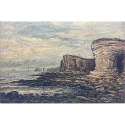 OB Hemy (19th century): Rocky Coastal Landscape, oil on canvas signed 35cm x 52cm