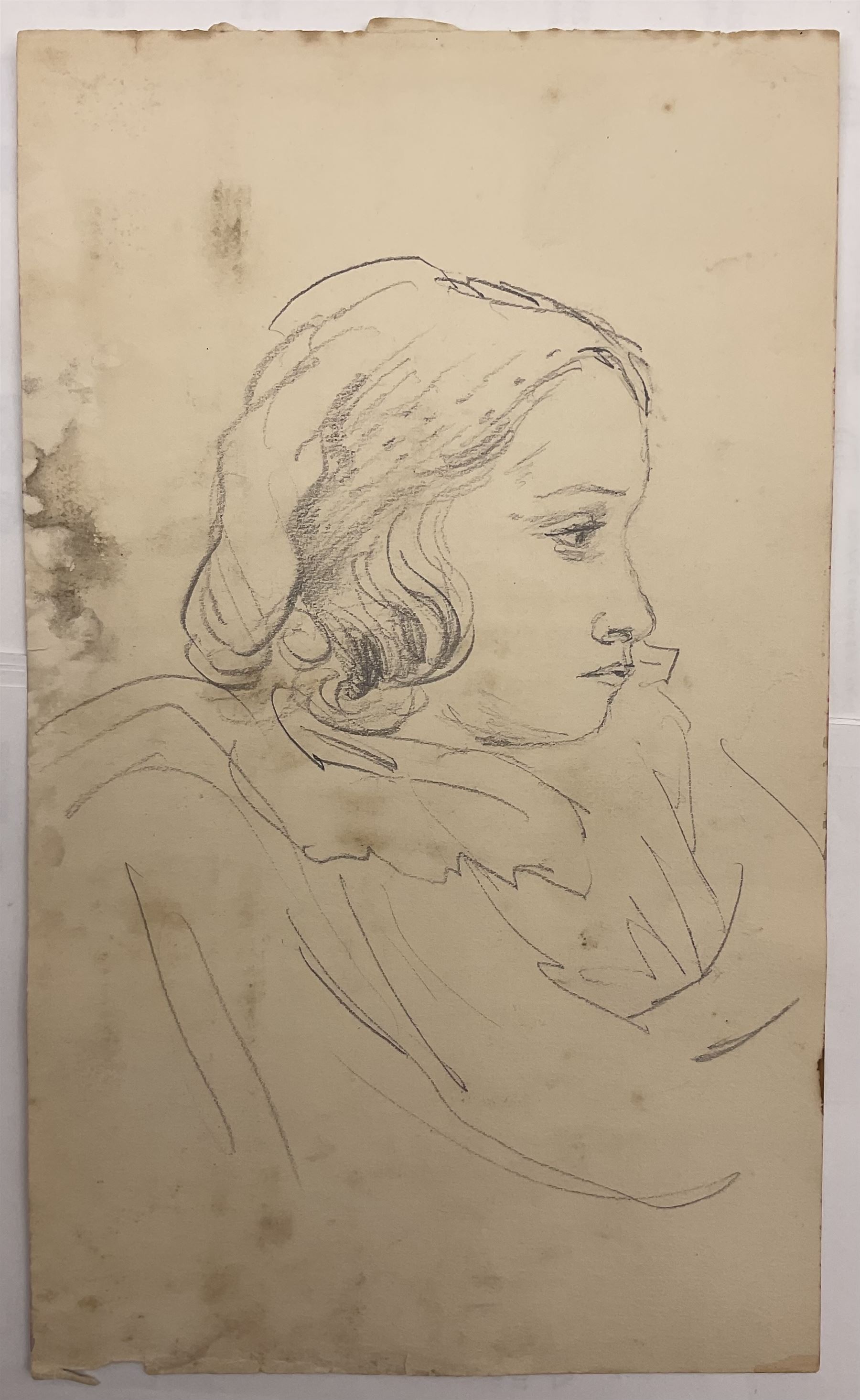 Attrib. Harold Knight (Staithes Group 1874-1961): 'Maggie Ward Verrill' 'Mrs Hannah Ward' et al., six pencil sketches unsigned some titled 26cm x 20cm (6) (unframed) 
Provenance: Hannah Ward was the vendor's great great grandmother and Margaret Verrill, Hannah's daughter. The Ward/Verrill families who lived in Gun Gutter and Church Street Staithes, had connections with Harold Knight. Hannah who owned three or four cobles and several properties in Staithes probably features in several of Knight's paintings.