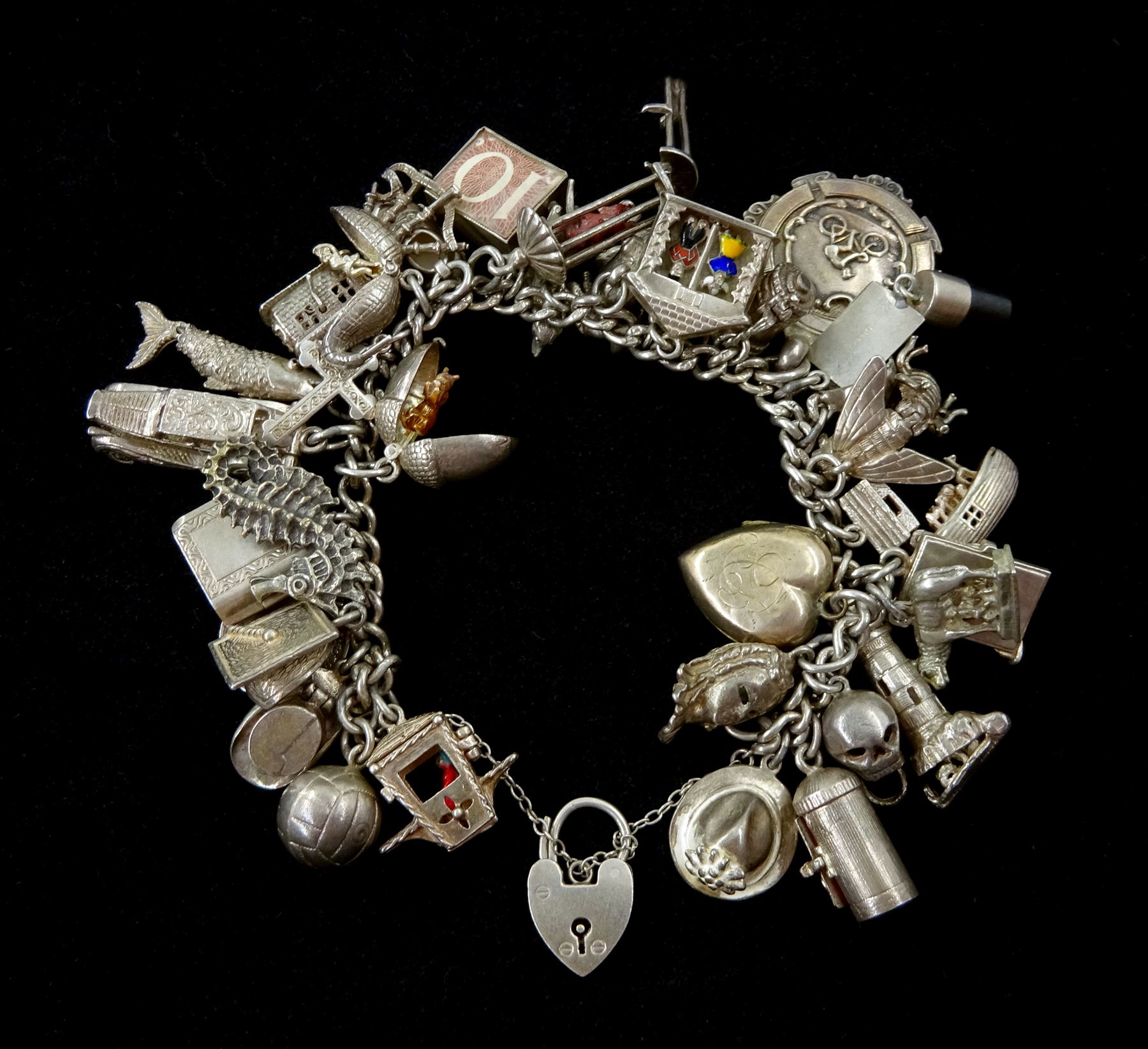 Vintage Sterling Silver touch Wood Lucky Charm Bracelet - Etsy
