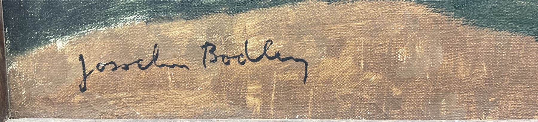 Josselin Reginald Courtenay Bodley (British 1893-1974): Abstract Harvest Landscape, oil on canvas signed 45cm x 54cm