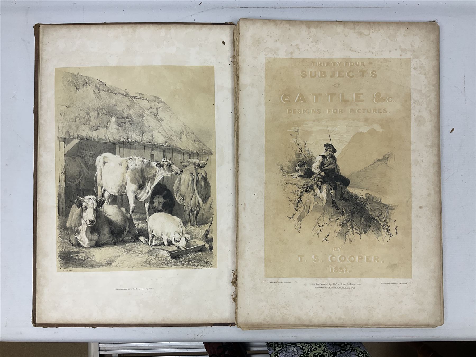 Thomas Sidney Cooper (British 1803-1902): 'Cooper's Designs for Cattle Pictures, Thirty Four Subjects of Cattle &co Designs for Pictures', London, published by T McLean, Ackermann & Co and C Tilt, 1837, with thirty two plates 