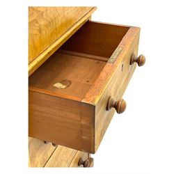 Early 19th century burr walnut Davenport desk, sloped leather-inset writing surface with brass gallery, fitted with an inkwell compartment and pen slot, four drawers to one side, raised on scrolled supports terminating in castors