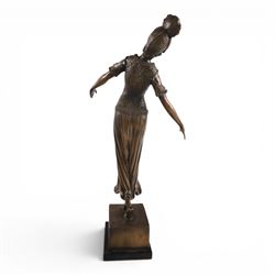 After Chiparus three Art Deco figures modelled dances, H60cm 