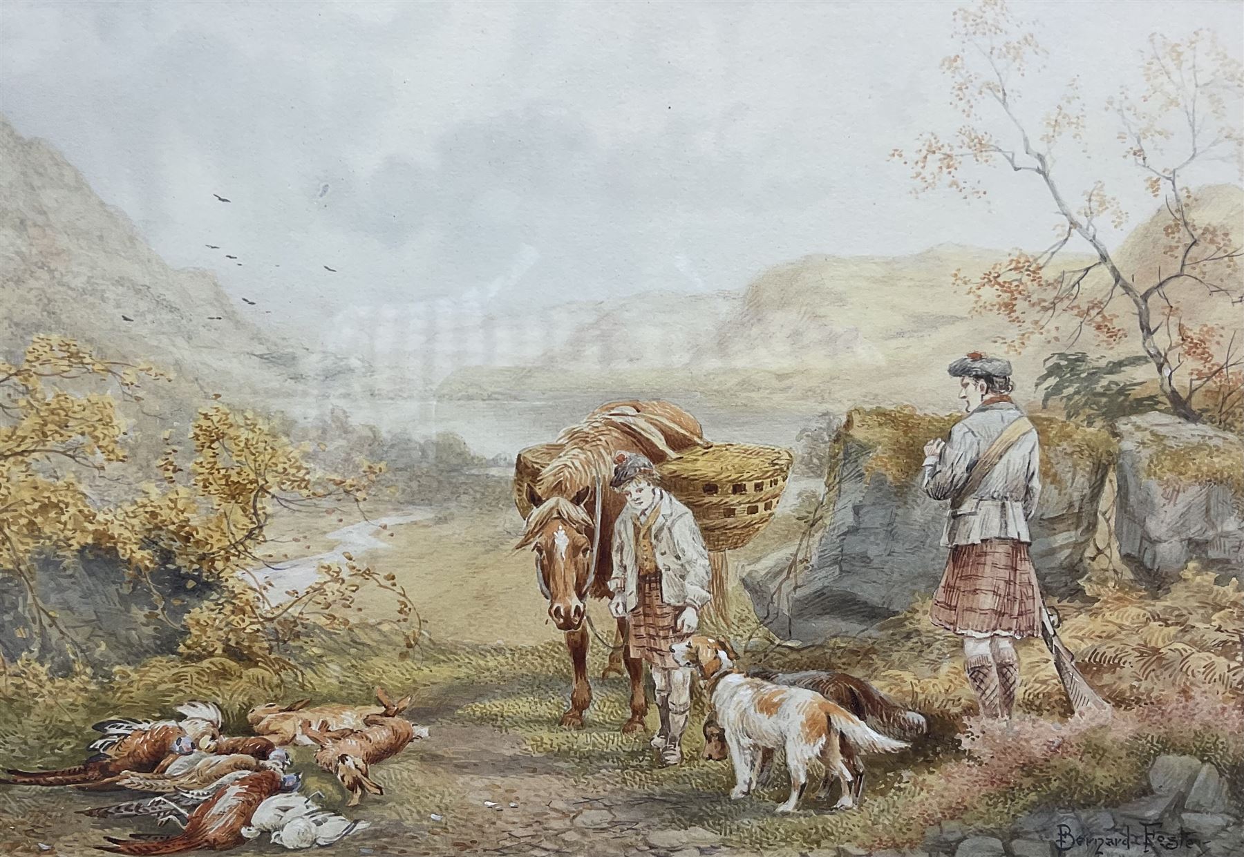 Bernard Foster (British 19th/early 20th century): 'A Successful Day', watercolour signed, titled on the original slip 17cm x 25cm