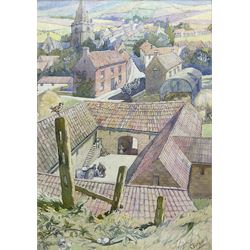 Richard Edward Clarke (British 1878-1954): Village Scene, watercolour signed 46cm x 32cm