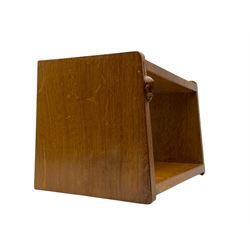 'Mouseman' two tier oak wall hanging shelf, carved with mouse signature, by Robert Thompson of Kilburn