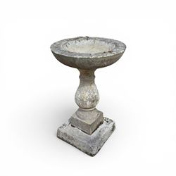 Weathered cast stone three sectional garden bird bath